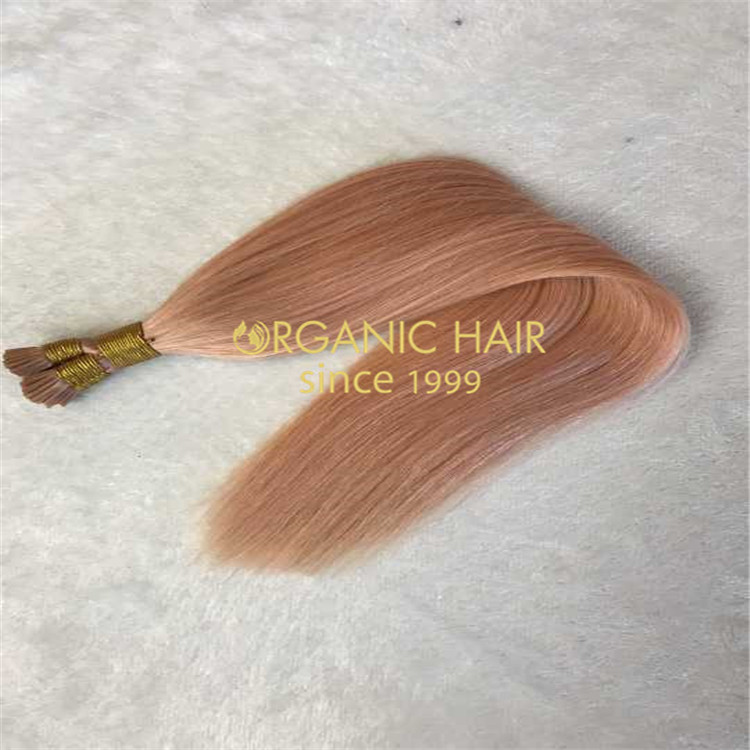 Pink cuticle double drawn i tip hair extension for girl A91